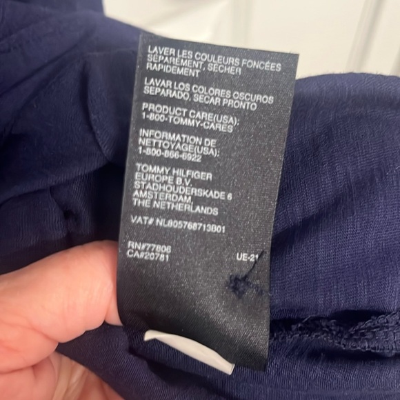 Tommy Hilfiger Button Cotton Shirt Dress Knee Length Navy Belted NWT size Medium - Picture 10 of 11